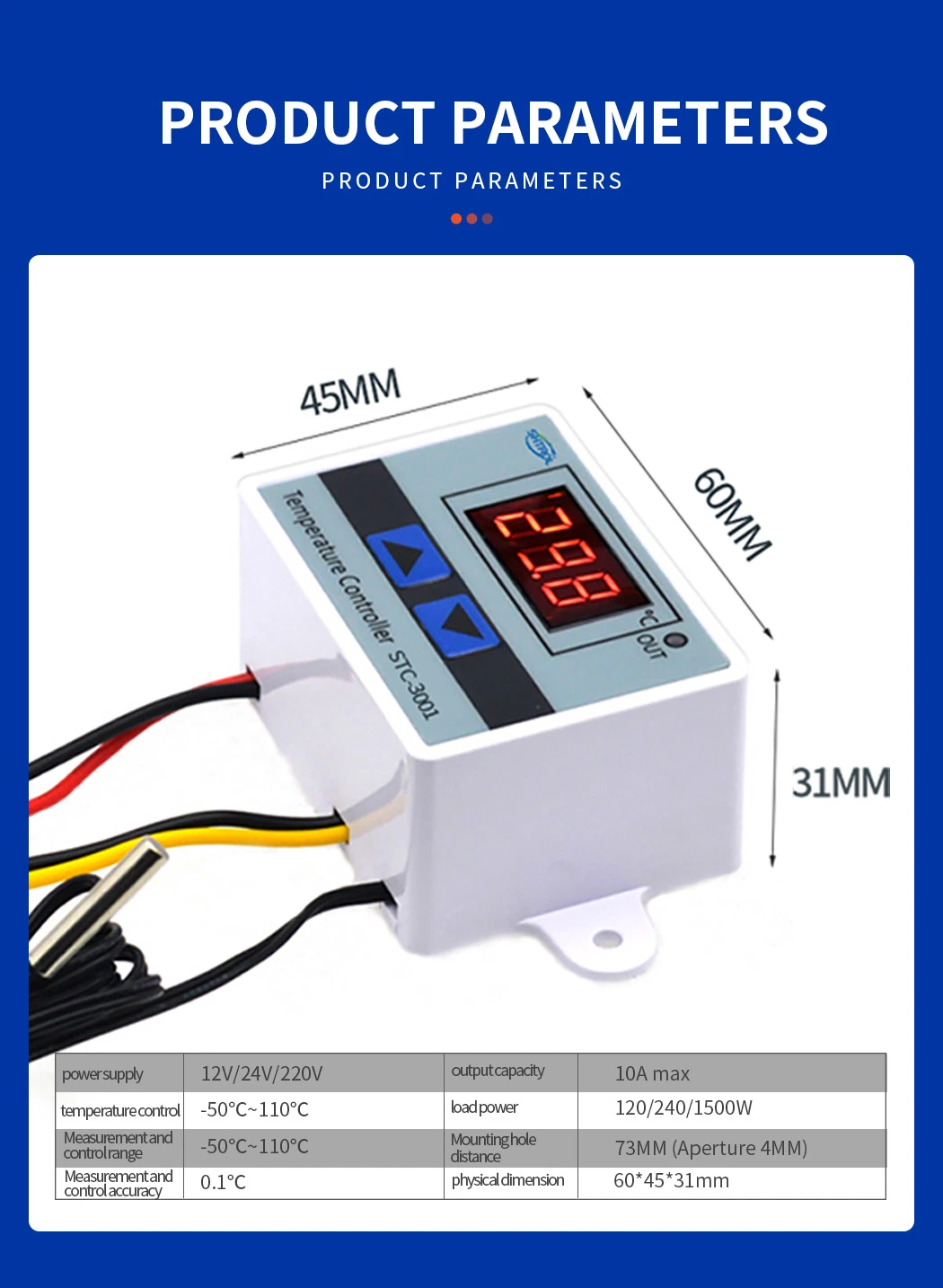 Xh-W3001 Thermostat Control Microcomputer Digital Temperature Controller for Incubator Cooling and Heating 12V /24V / 220V
