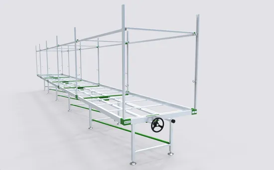 Movable Greenhouse Hydroponic Rolling Seedbed Benches Grow Rack Vertical Hydroponic System 