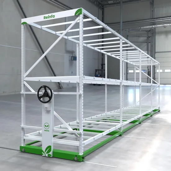 Customizable Plant Rack System for Greenhouse, Galvanized Mobile Seedling Bed, 1